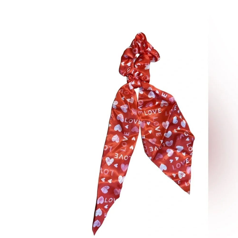 Red Love Print Hair scrunchie